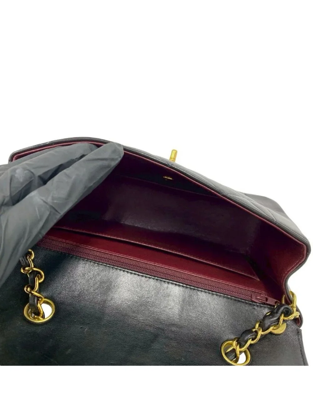 Chanel With Card Diana Quilted CC Logo Lambskin Shoulder Bag Black
